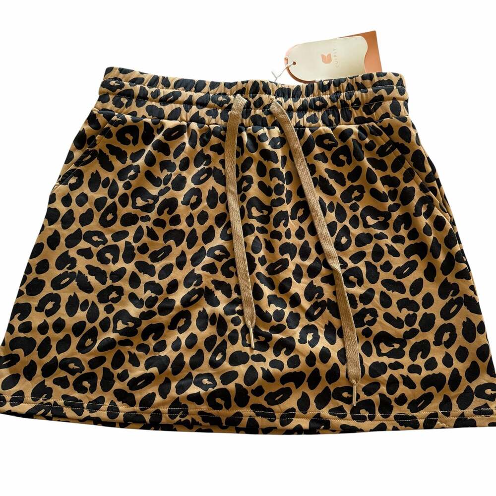 Cueply Women's Leopard Print Casual Drawstring Skort with Pockets